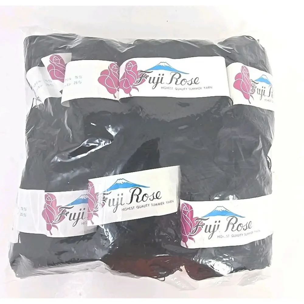Fuji Rose Sumer Knitting Yarn Color #103 Black Lot of 12 U327‎